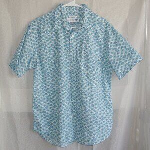 Old Navy Blue and White Patterned Button Shirt
